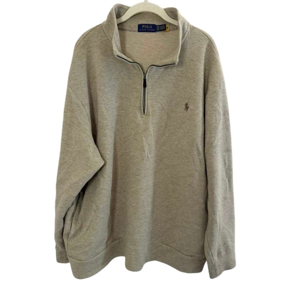Polo Ralph Lauren Quarter Zip Sweater Oatmeal with Pockets— Men’s 2X